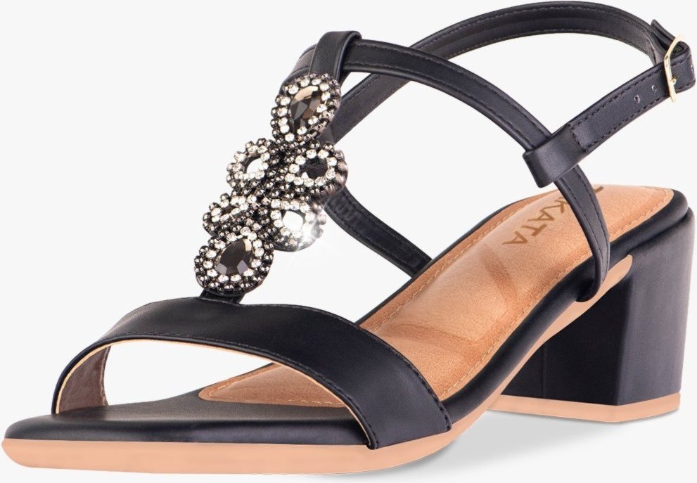 Sandália Feminina Salto Bloco Grosso Quadrado Baixo Casual Pedraria Strass Brilho