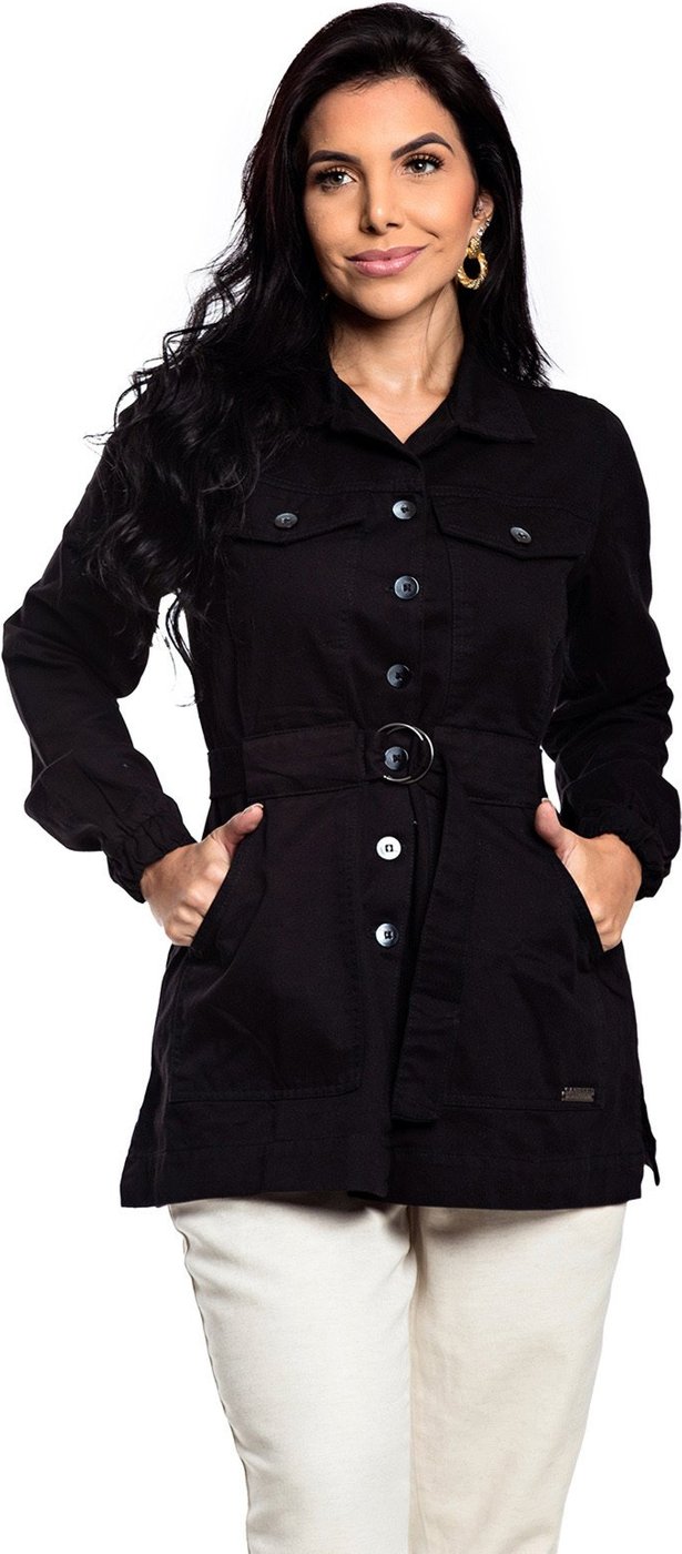 Jaqueta Parka Restrito Jeans Casaco com Botões