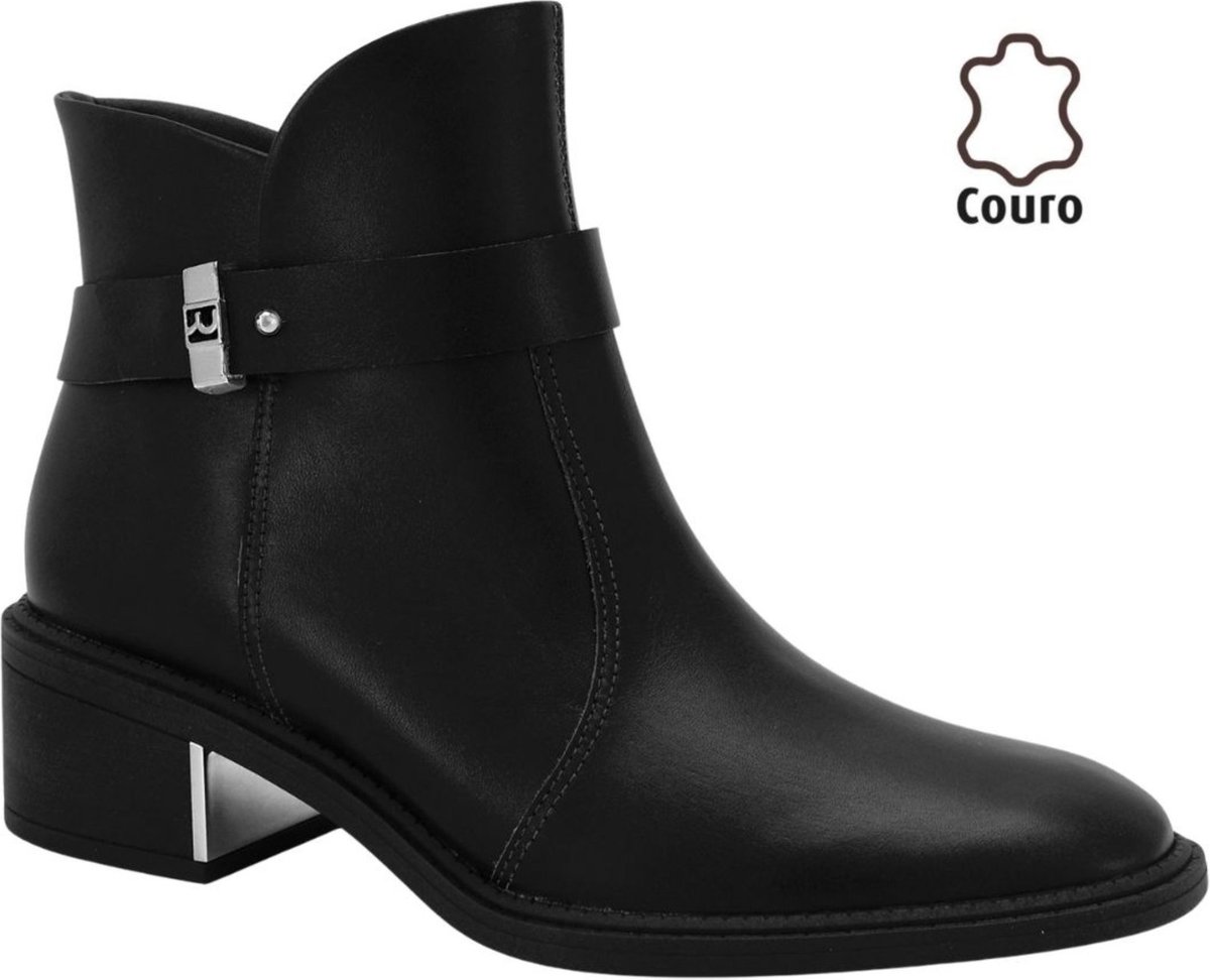 Bota Feminina Couro Cano Curto Preta Ramarim 2565103-6