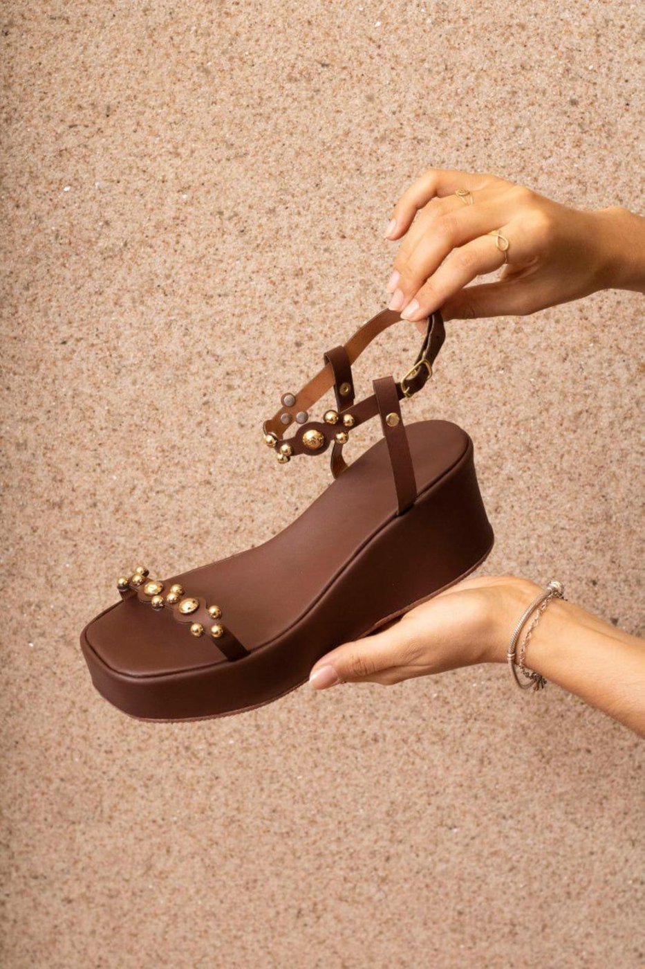 Sandalia Anabela Com Ribite ABS Ref 628 Rofely Terra