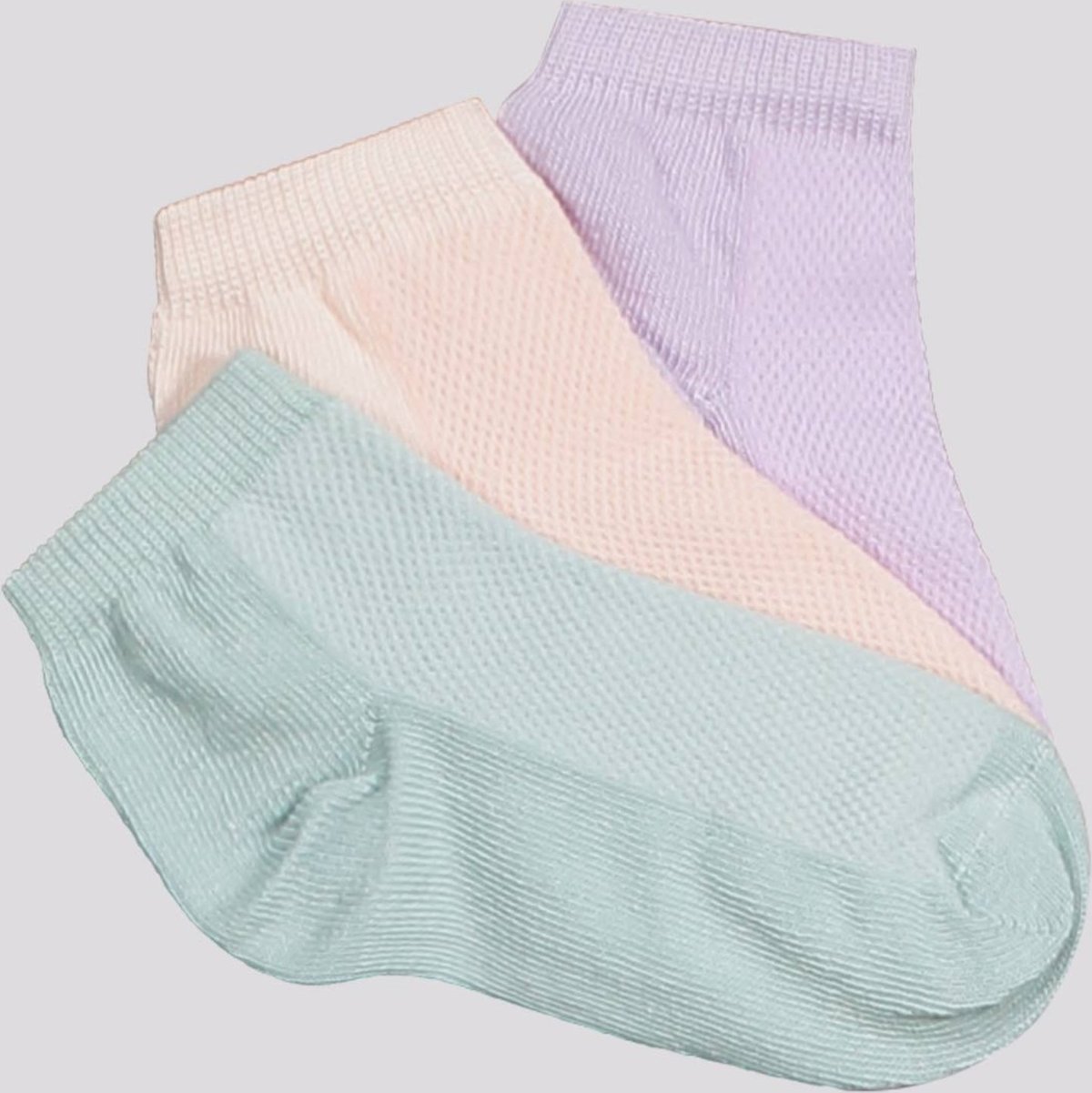 Kit Meia Selene 3 Pares Cano Curto Verde e Lilás