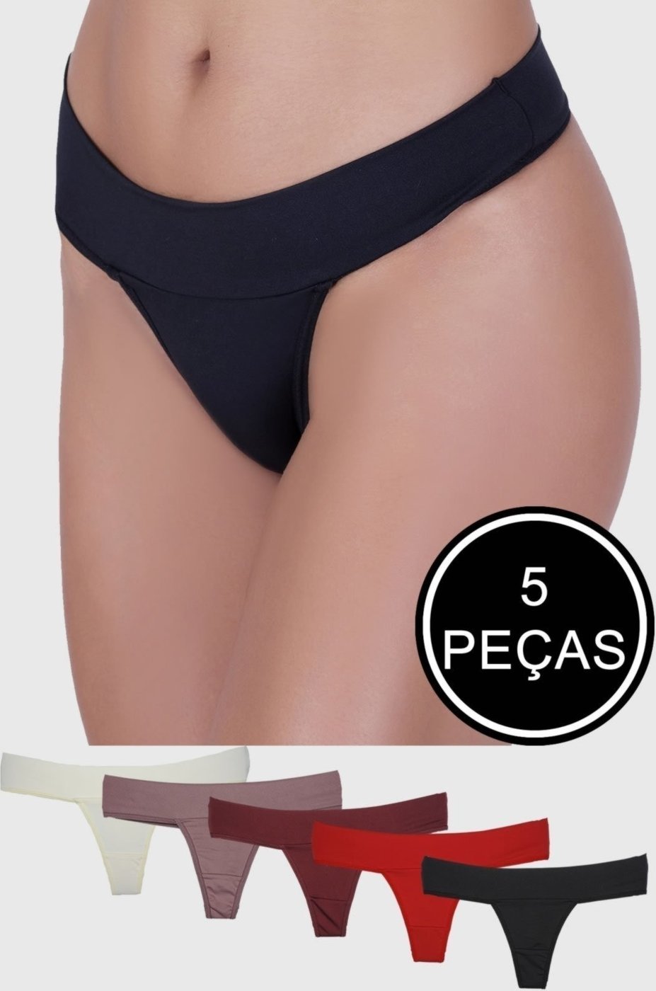 Imagem principal Kit Calcinha Fio Dental Duplo St Madame 5 Peças multicolorido St Madame multicolorido