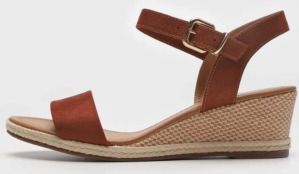 Sandália Feminina cê Salto Anabela Textura Tramado