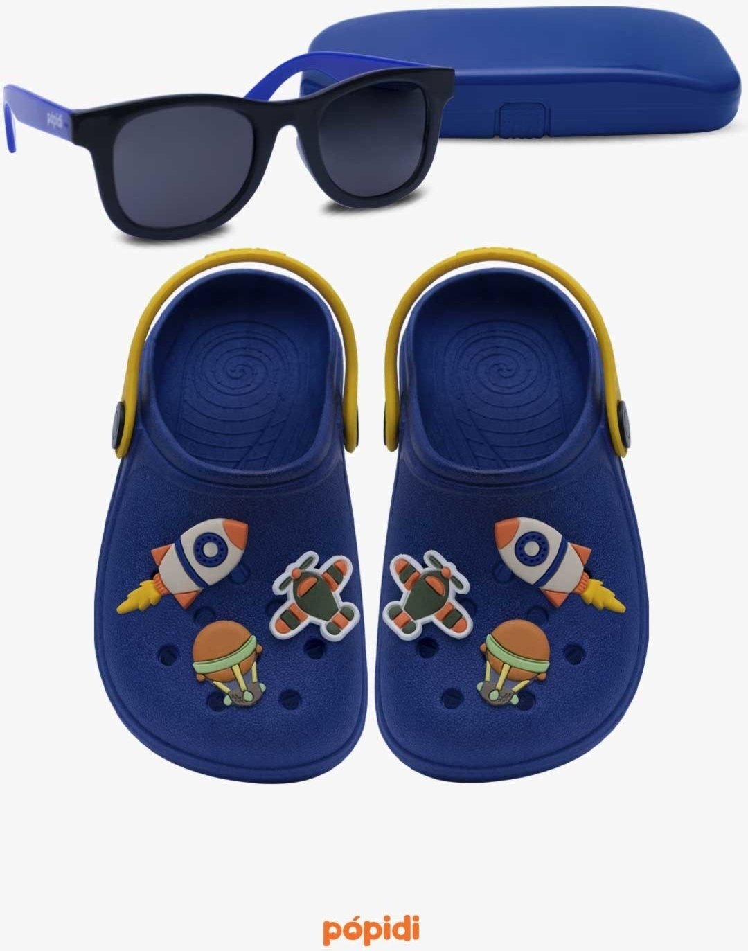 Imagem principal Infantil - Kit Babuche Aereo Royal com Óculos de Sol Com Capinha Pópidí azul Pópidí azul