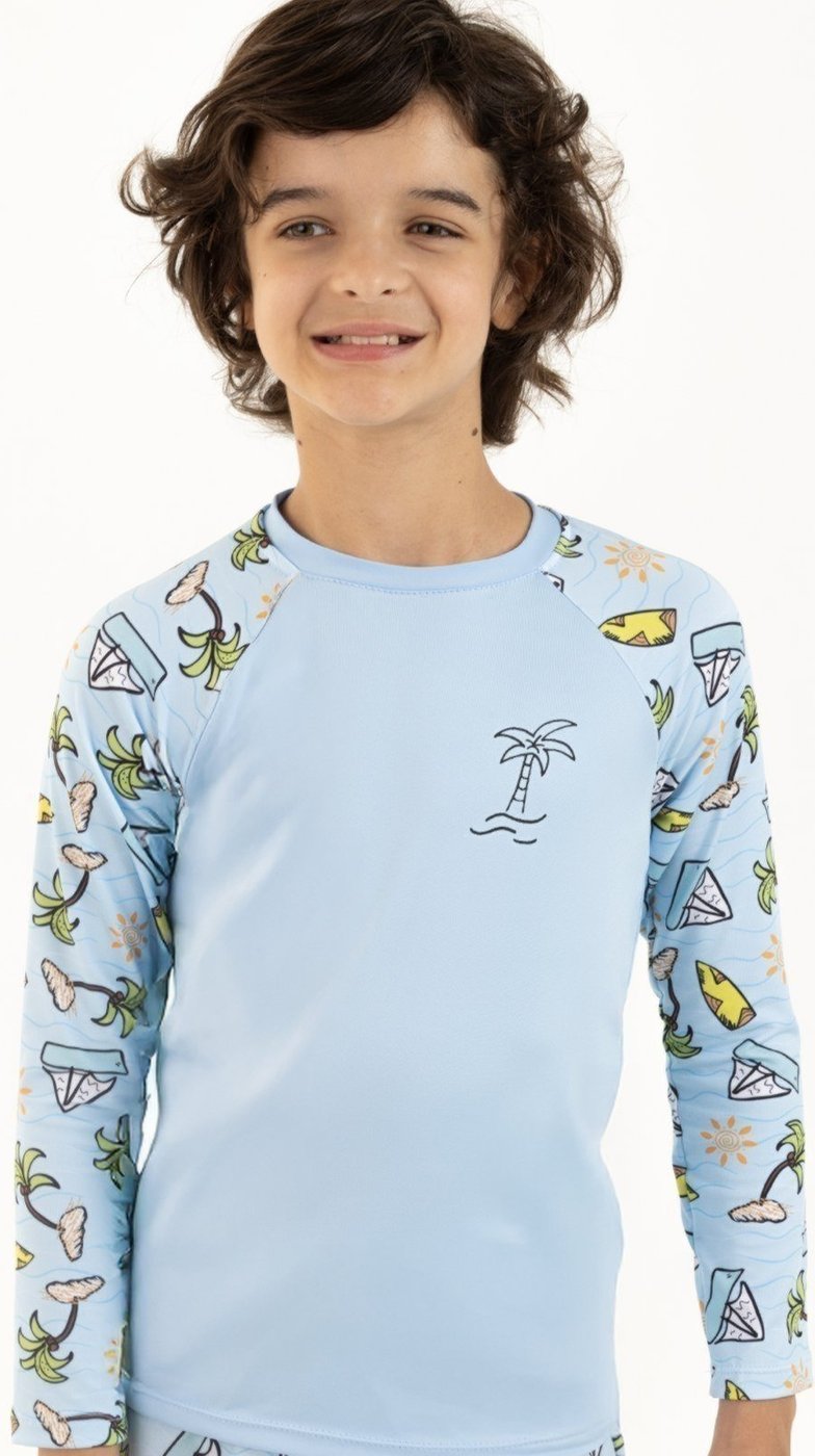 Imagem principal Camisa de Praia e Banho Menino com Proteção UV 50 - Brisa do Litoral Magicamente Kids azul Magicamente Kids azul