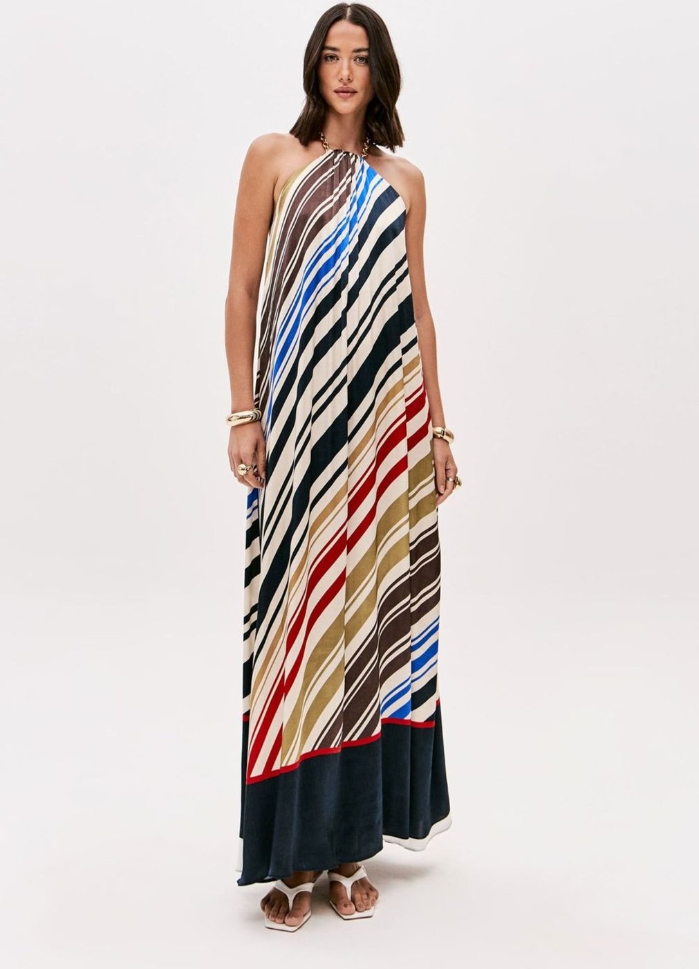 Vestido Super Midi Estampado Frente Única