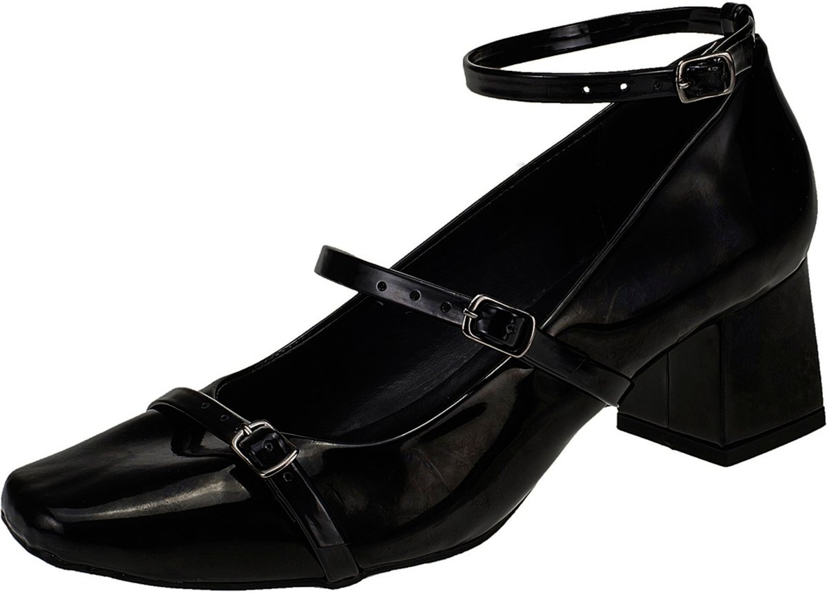 Imagem principal Scarpin Feminino Salto Bico Quadrado Mary Jane Boneca Social Shekinah Fivela preto Shekinah preto