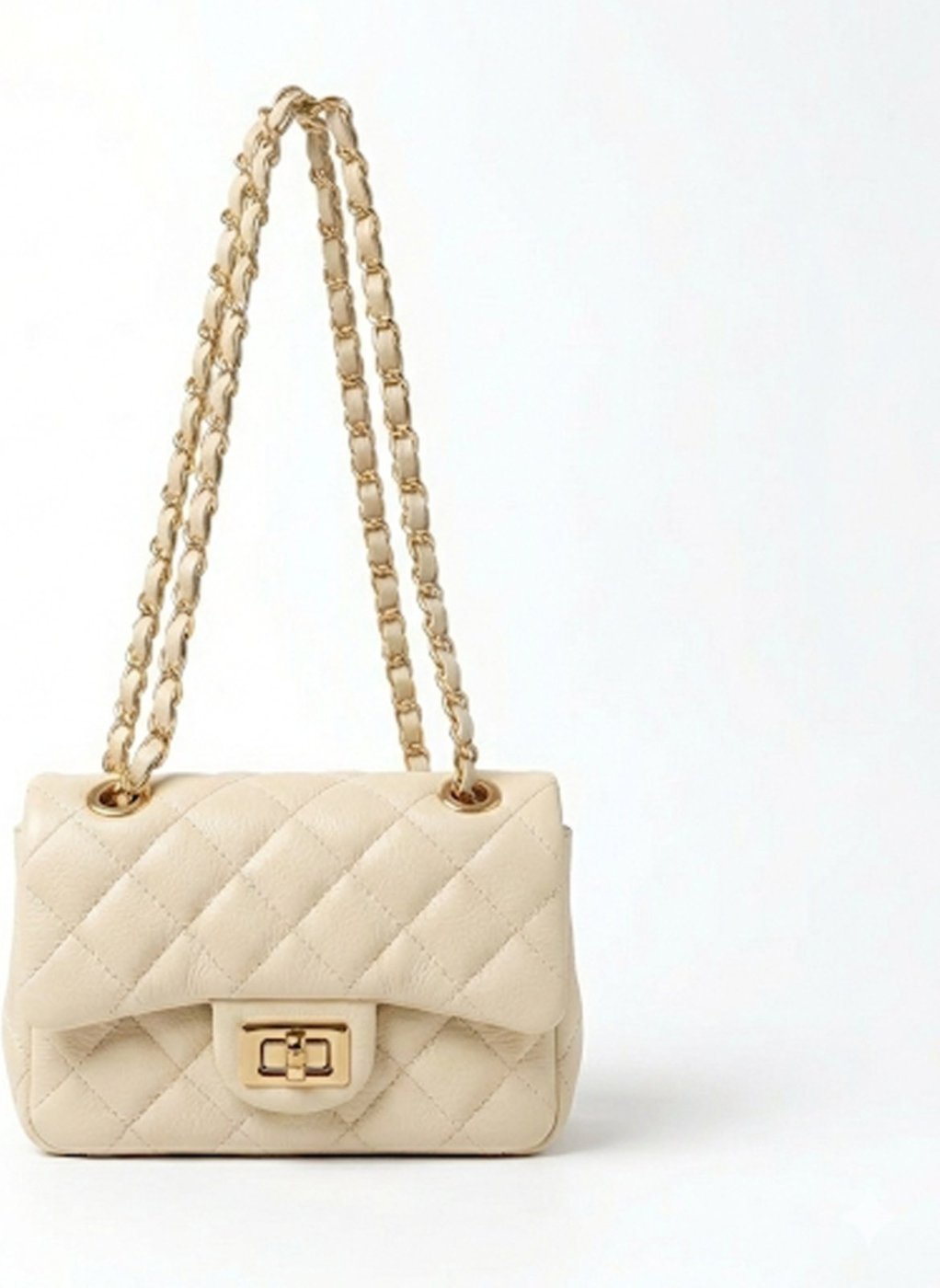 Bolsa Feminina Couro Legítimo OffWhite Vittal Cecilia Design Matelassê Delicada