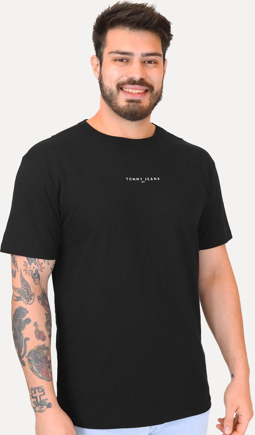 Imagem principal Camiseta Tommy Jeans Masculina Frontal Linear Logo Preta preto Tommy Jeans preto