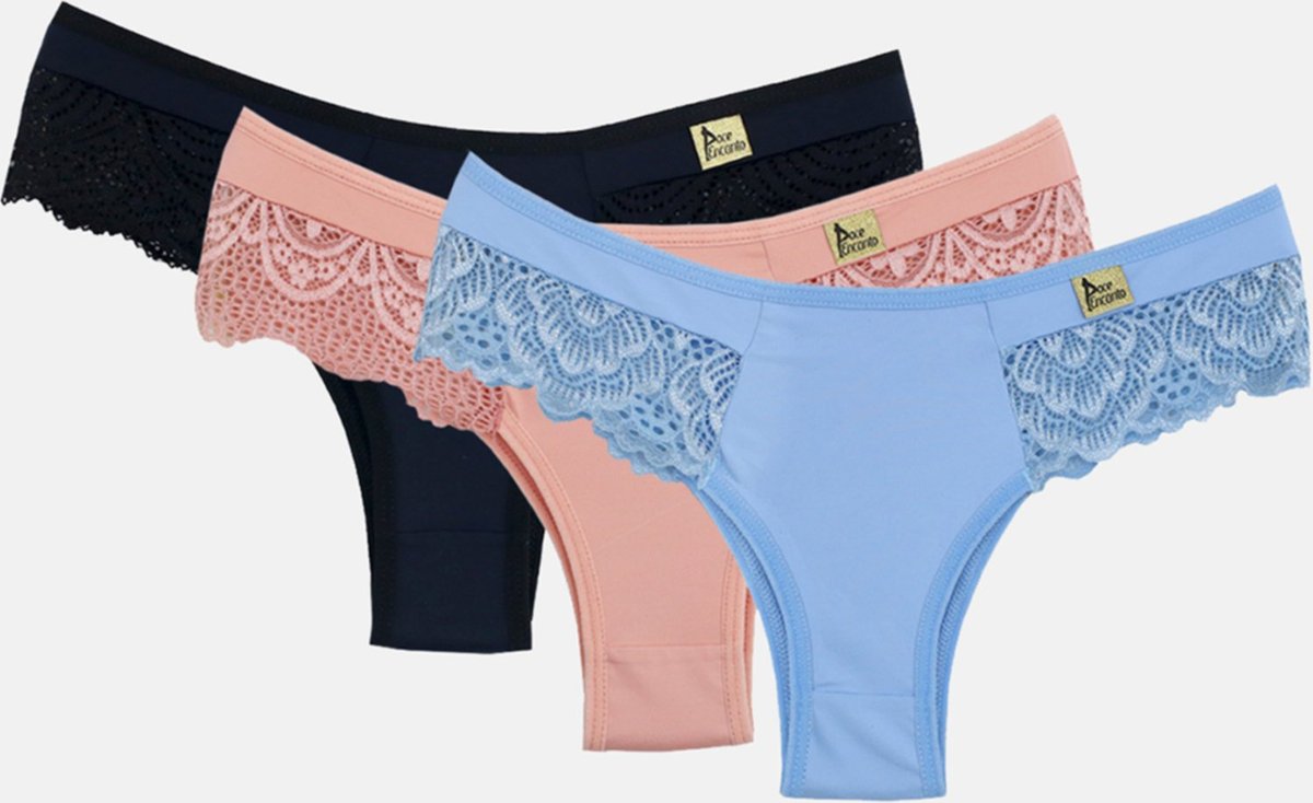 Imagem principal Kit com 5 calcinhas de microfibra com renda Doce Encanto Ref248c multicolorido Doce Encanto multicolorido