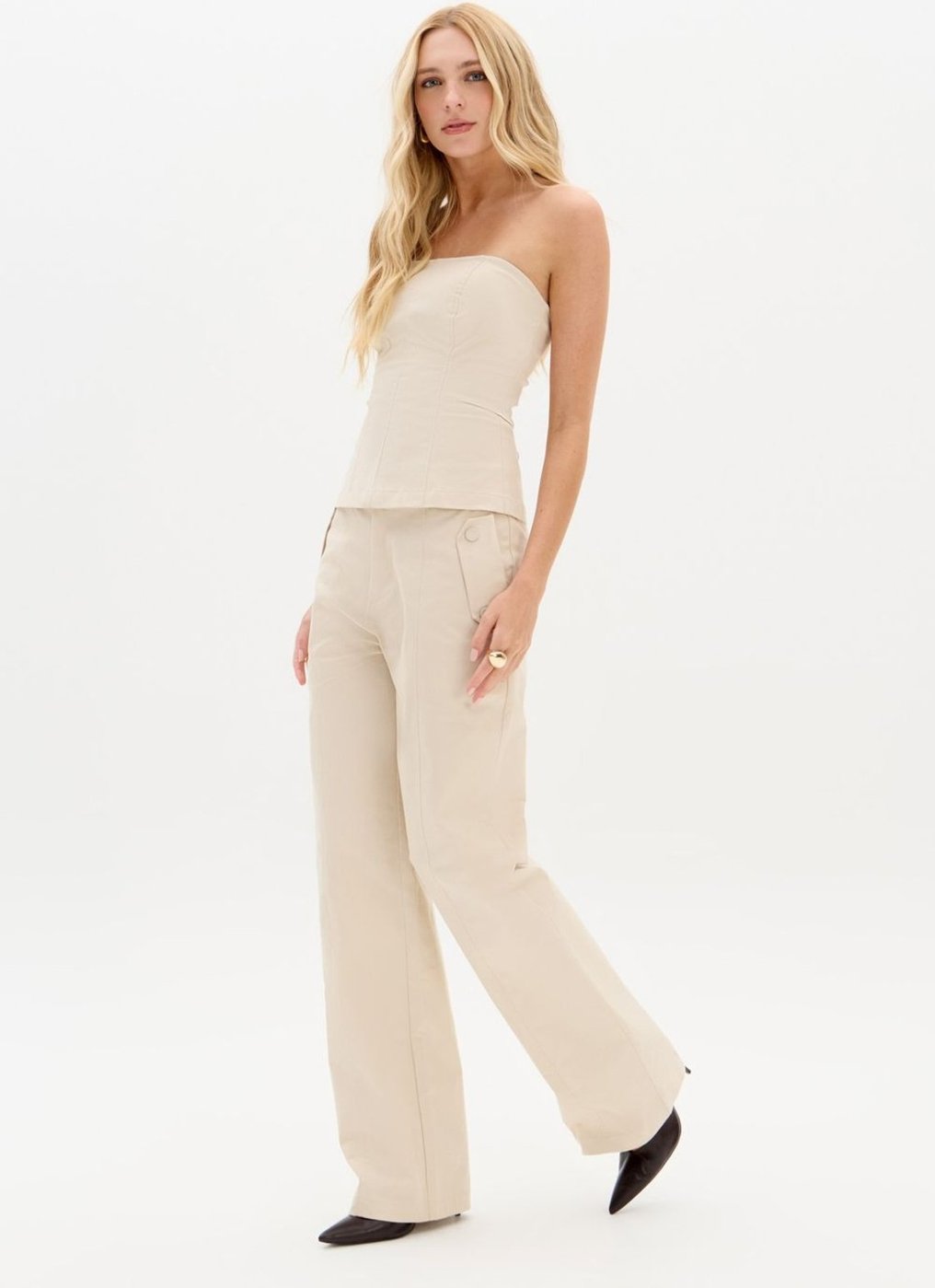 Calça Full Length Cintura Média