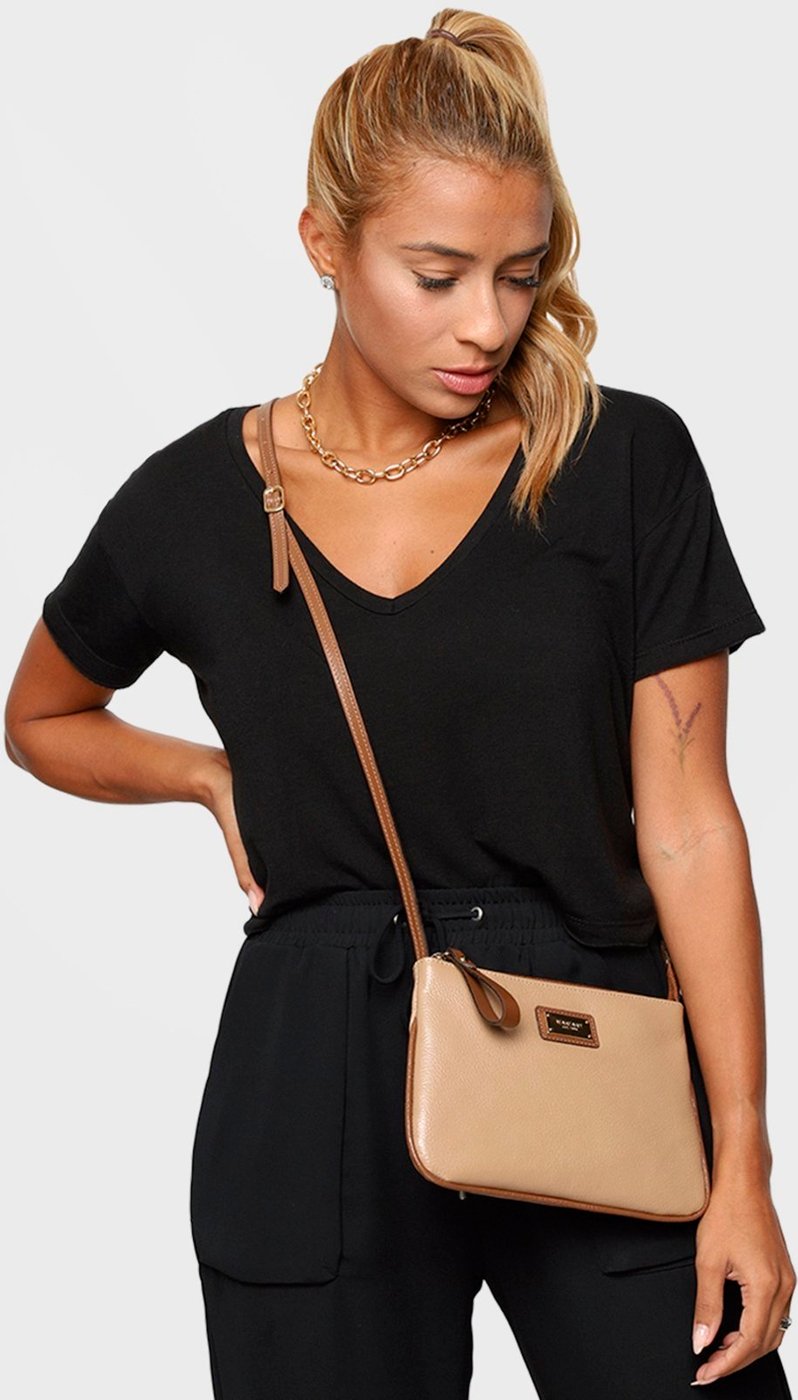 Imagem principal Bolsa Transversal Couro Mariart 199MRT Areia e Havana bege/caramelo Mariart bege/caramelo