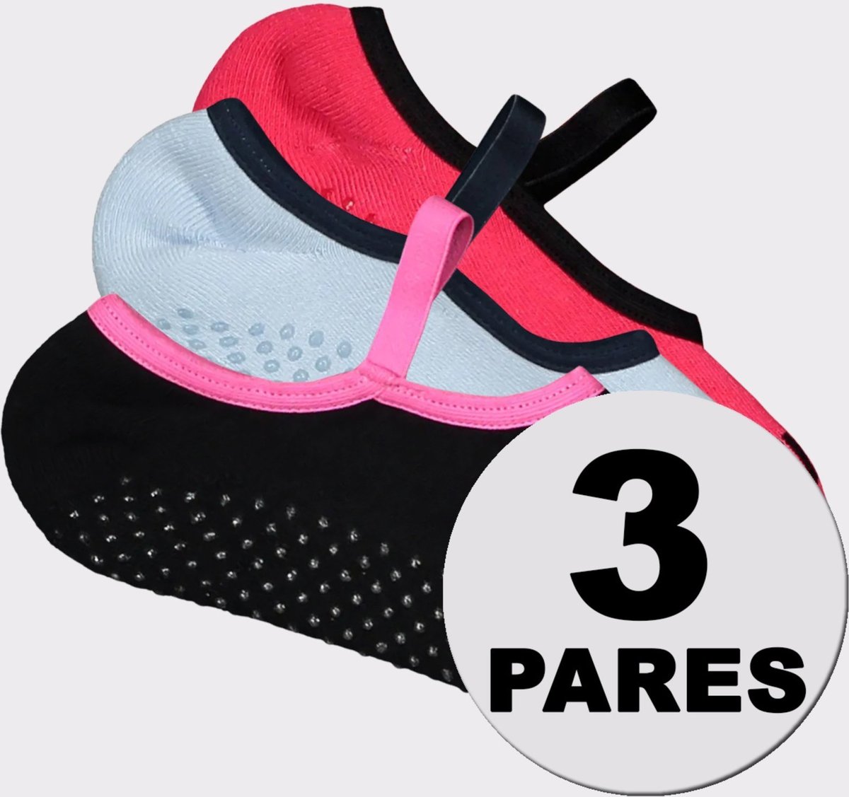Kit Meia Puma Pilates Feminina 3 pares Preta e e Vermelha