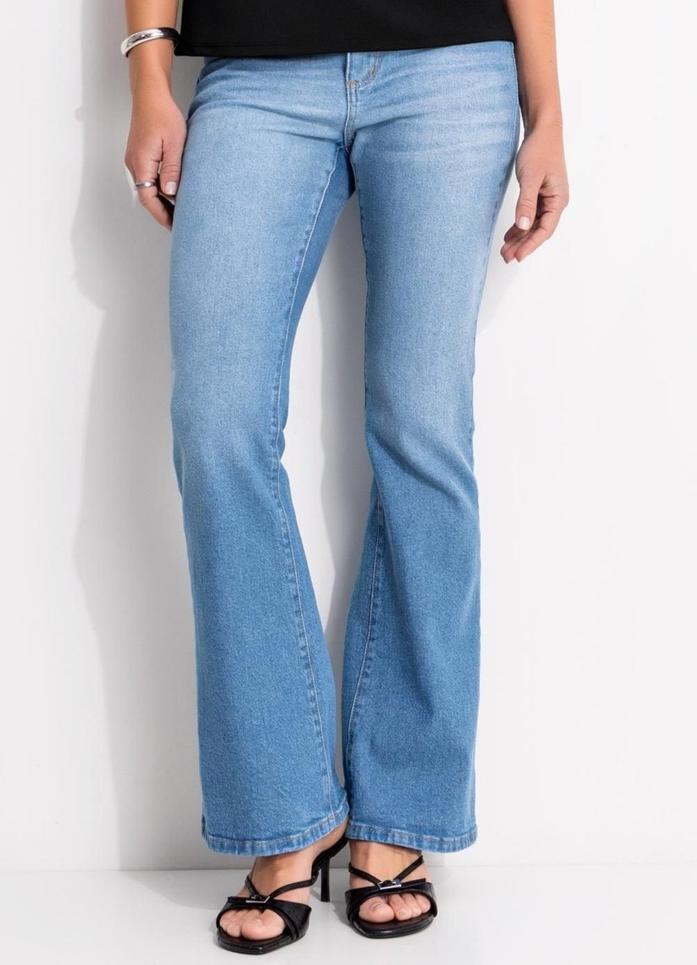 Calça Flare Em Jeans Quintess Jeans Claro