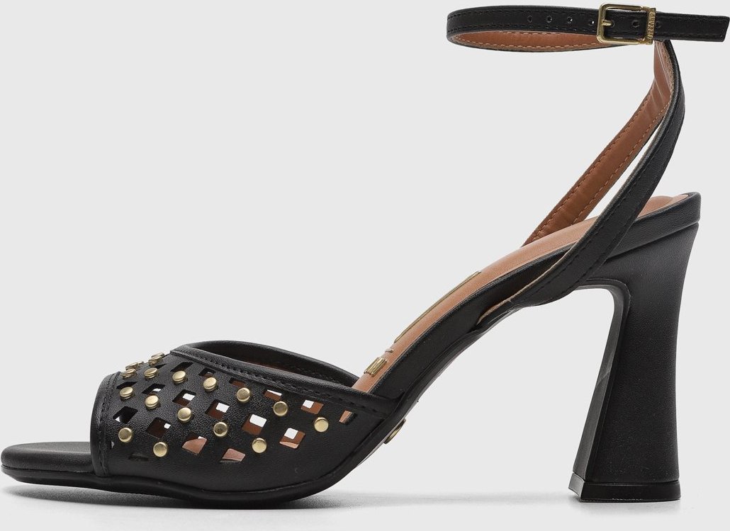 Sandália Feminina Vizzano Salto Alto com Tachas Preta