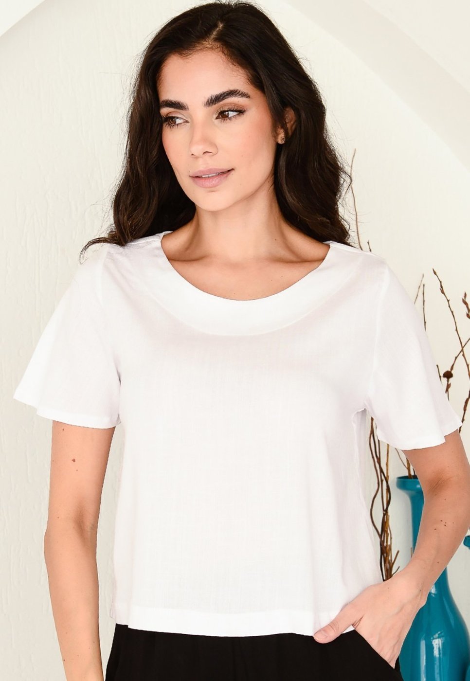 Imagem principal Blusa Viscose M/C B’Bonnie Leona Branca B'Bonnie branco B'Bonnie branco