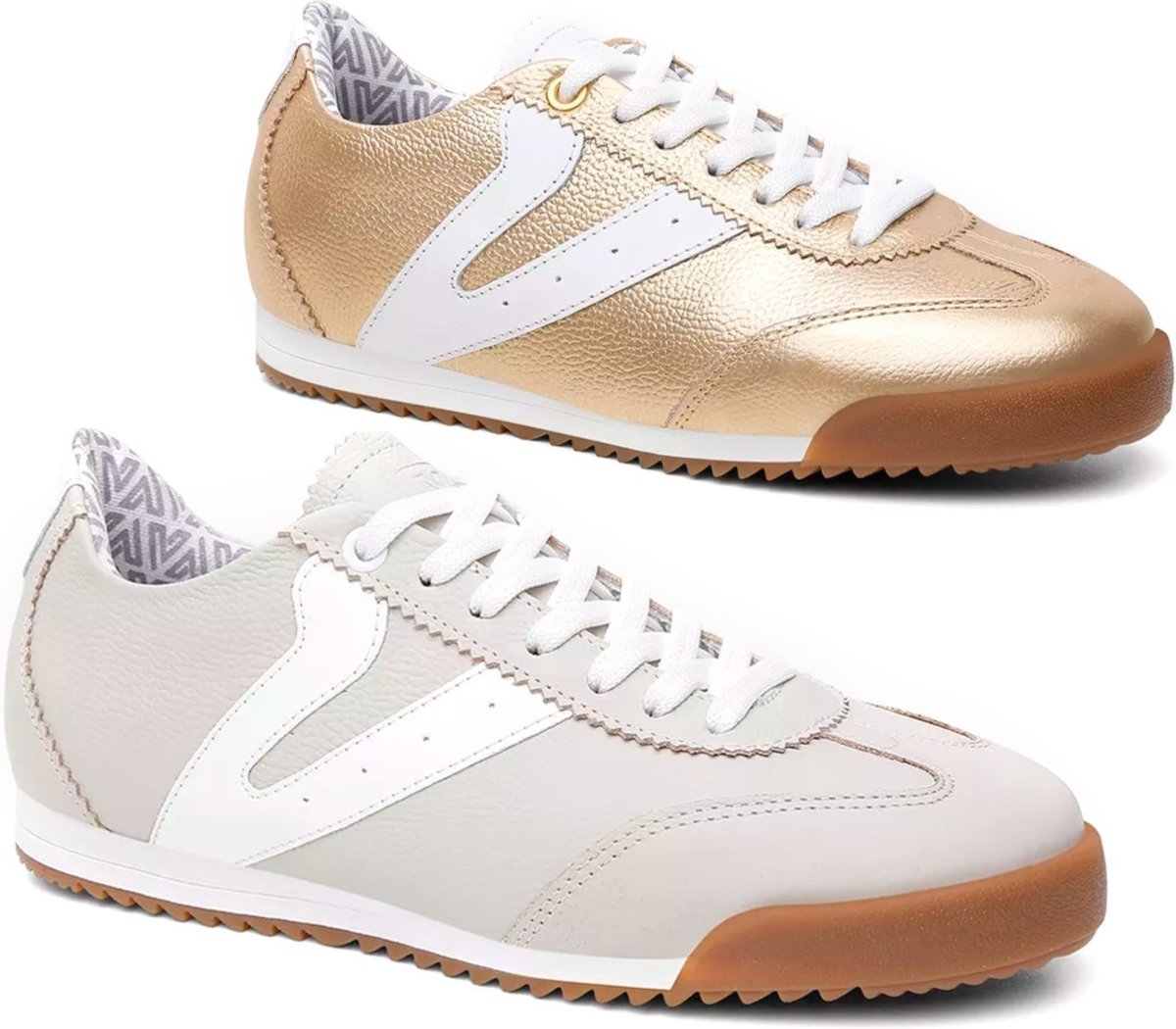 Imagem principal Kit 2 Tênis Feminino Vittal Couro Legítimo Naomi Casual Clássico Retrô e Offwhite USE VITTAL dourado/off-white offwhite USE VITTAL dourado/off-white offwhite