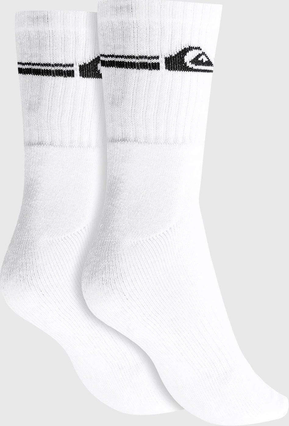 Kit 3pçs Meia Quiksilver Cano Médio Logo Branca