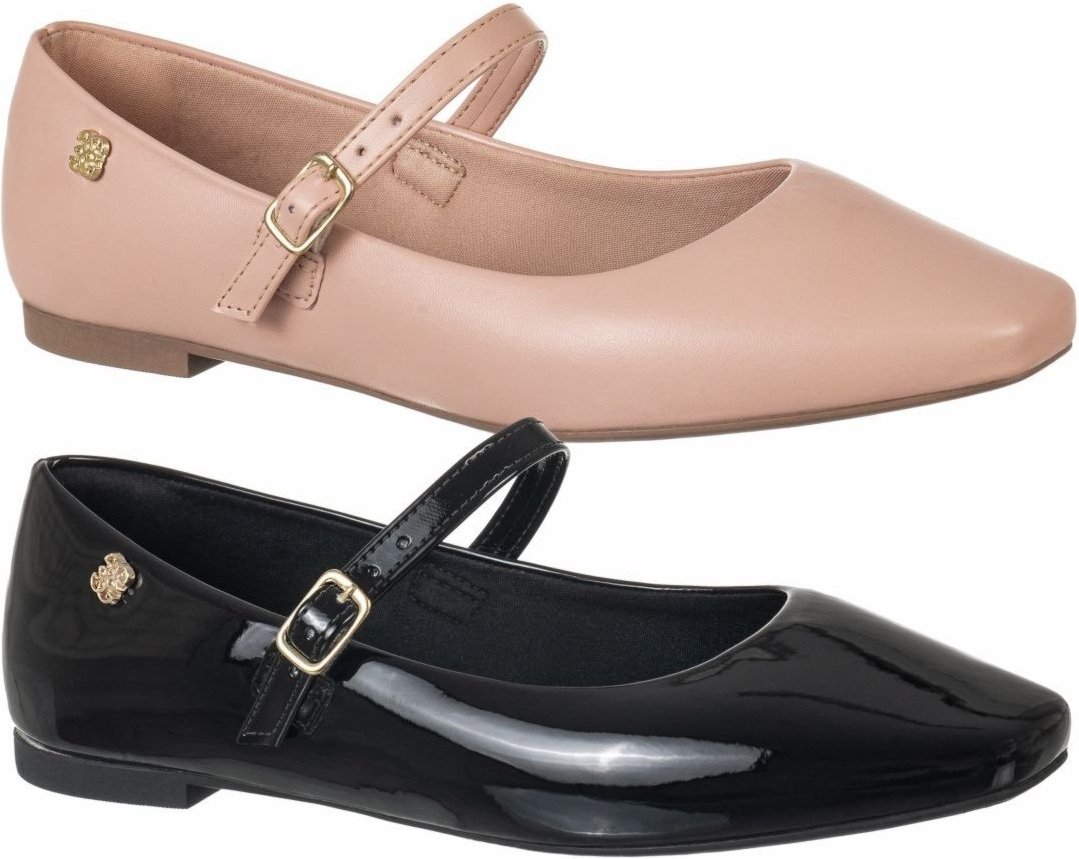 Imagem principal Kit 2 Pares Sapatilha Bico Quadrado GiGiL Sapatinho Boneca Preto nude/preto nude Gigil nude/preto nude