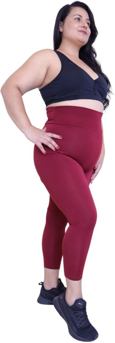 Calça Legging Plus Size Heide Ribeiro Corsário Fit Silver Vinho