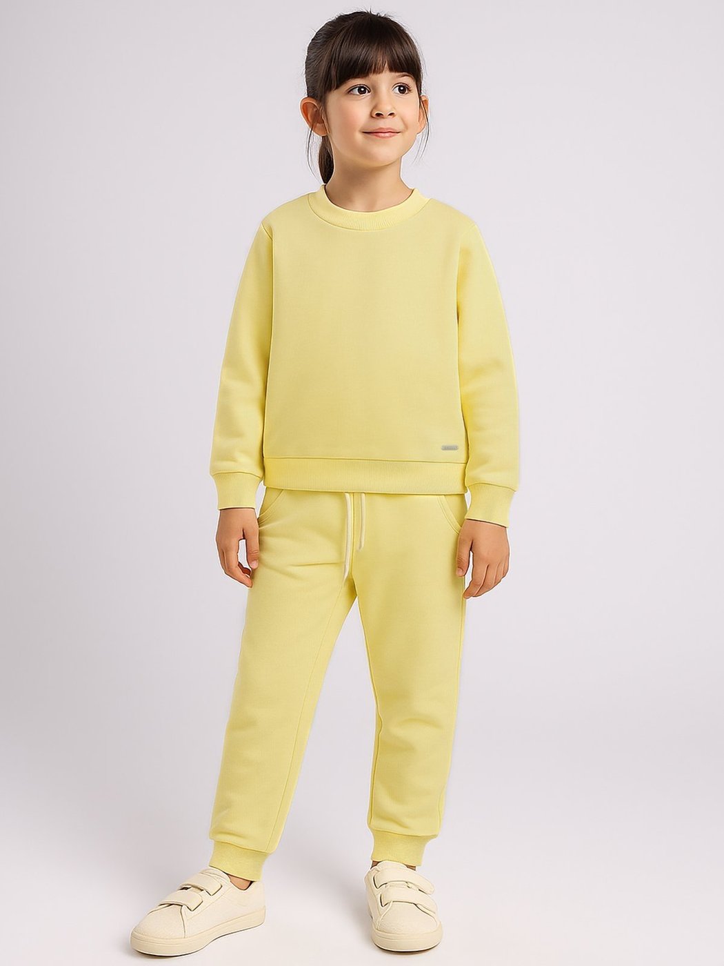 Infantil - Conjunto Moletom Bugbee Menina Casaco Manga Longa Gola Redonda e Calça com Bolso e Amarração Frontal Camomila