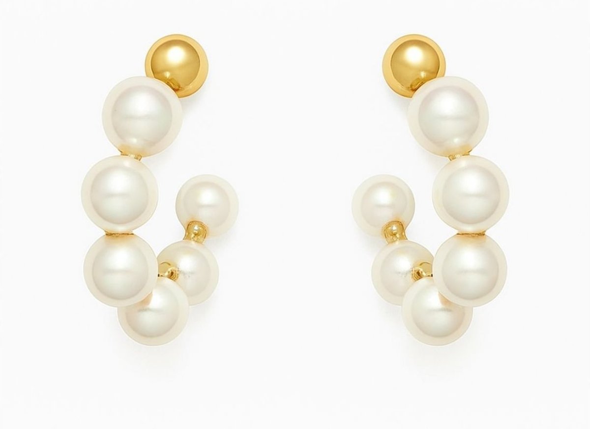 Imagem principal Brinco Argola Perolas Banhada a Ouro Vih Triny dourado Vih Triny dourado