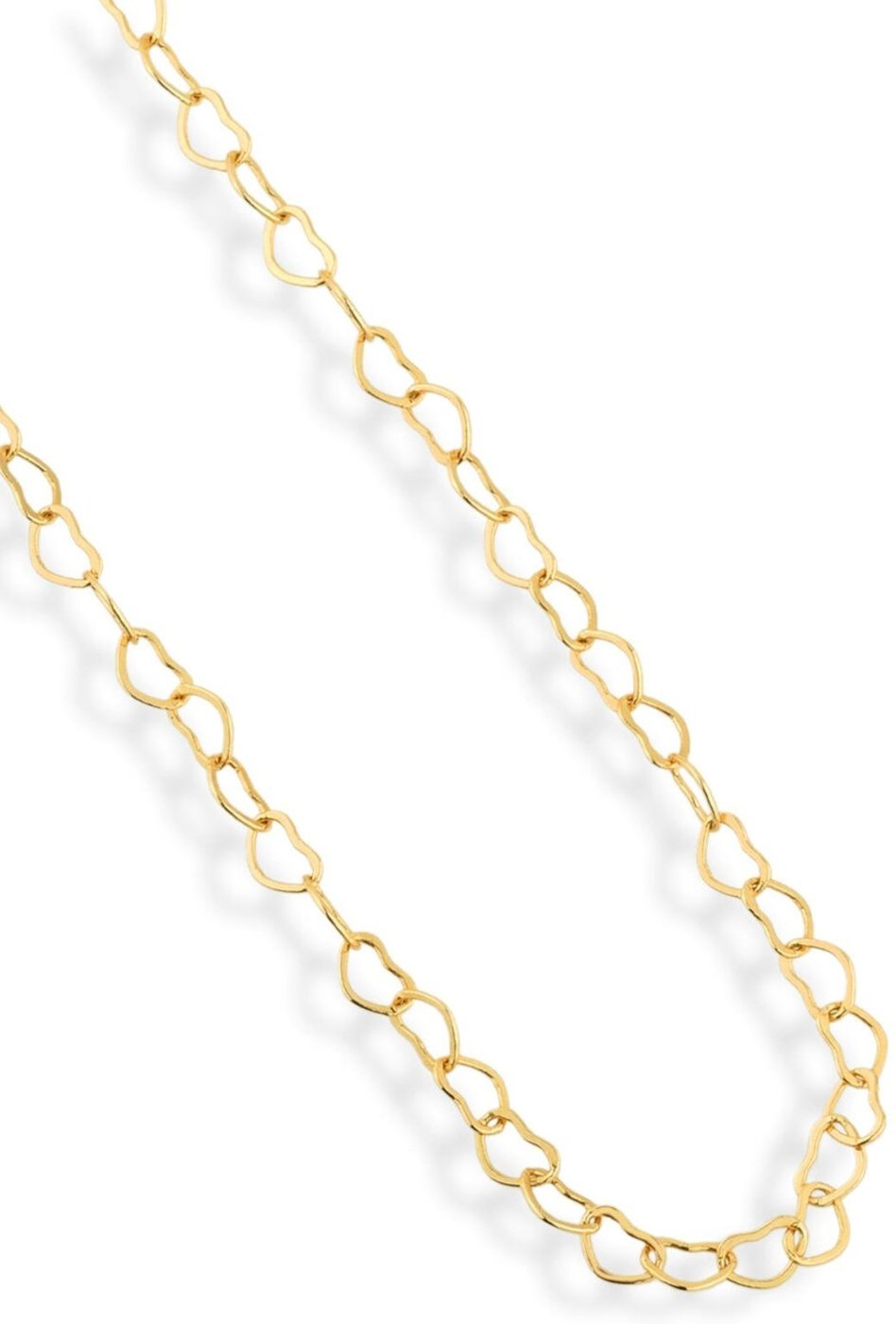 Corrente Semijoia Elos Coração Liso Banhado A Ouro 18K Co