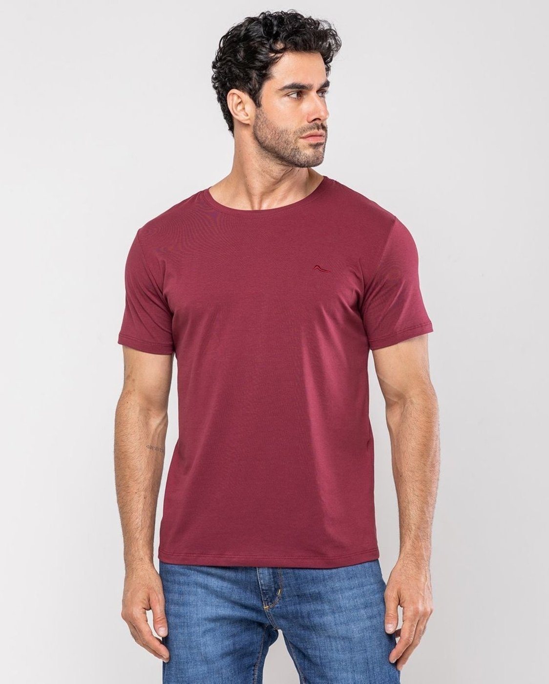 Camiseta de Algodão Egípcio Masculina Básica 80083 Bordo