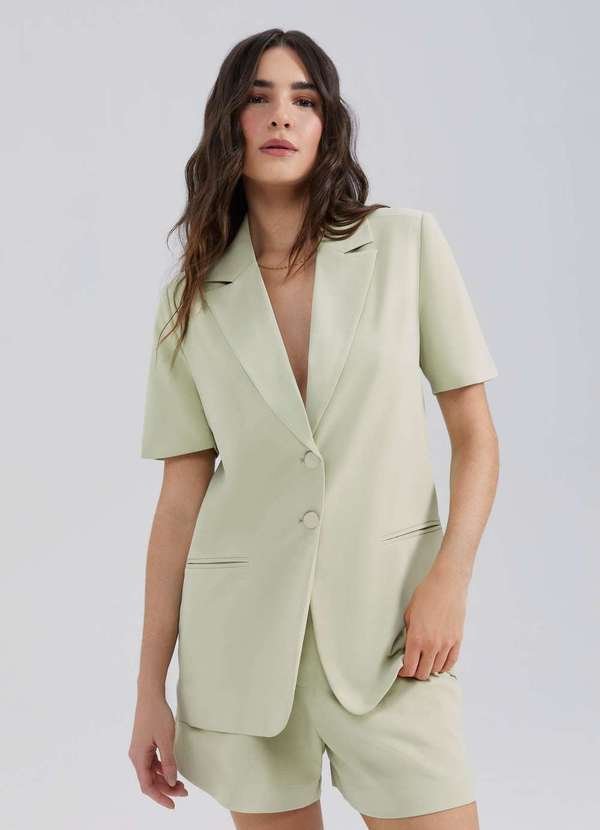 Blazer em Crepe Manga Curta Verde
