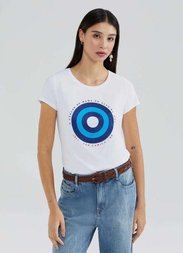 Imagem principal Blusa Feminina Manga Curta Cancer de Mama Branco Hering Hering