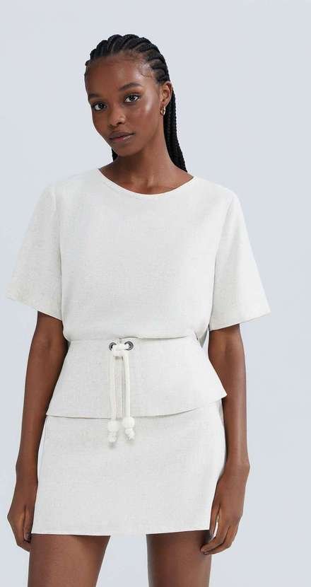 Imagem principal Blusa Feminina Manga Curta com Linho Branco Hering Hering