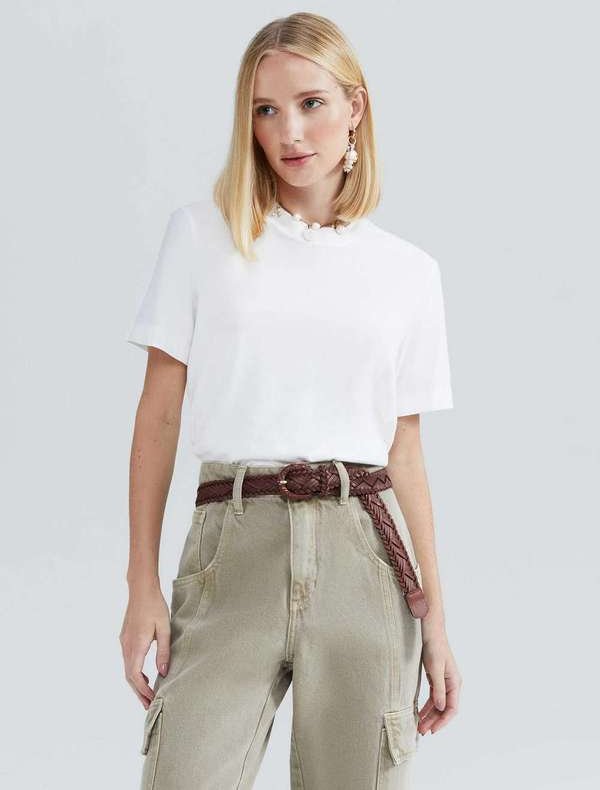 Imagem principal Blusa Feminina Manga Curta Estonada Branco Hering Hering