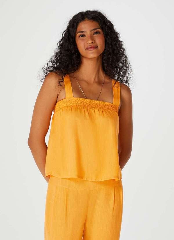 Imagem principal Regata Cropped com Alcas e Decote Reto Laranja Hering Hering