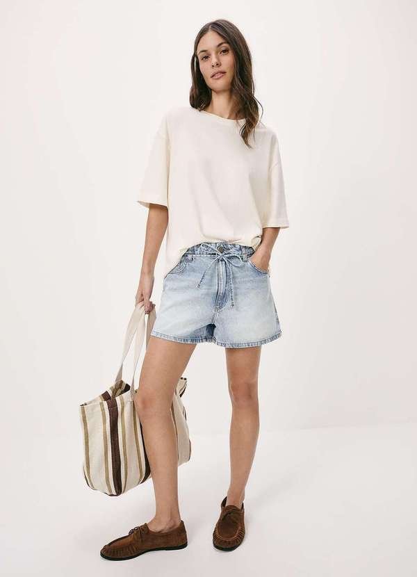 Imagem principal Shorts Jeans Feminino com Cordao Azul Hering Hering