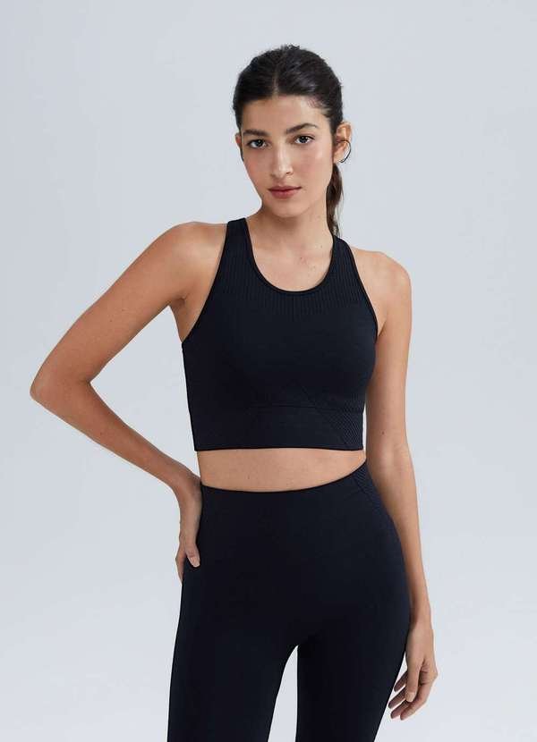 Imagem principal Top Esportivo Canelado sem Costura Preto Hering Hering