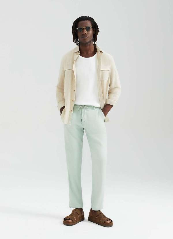 Imagem principal Calca Masculina Reta em Linho Verde Hering Hering