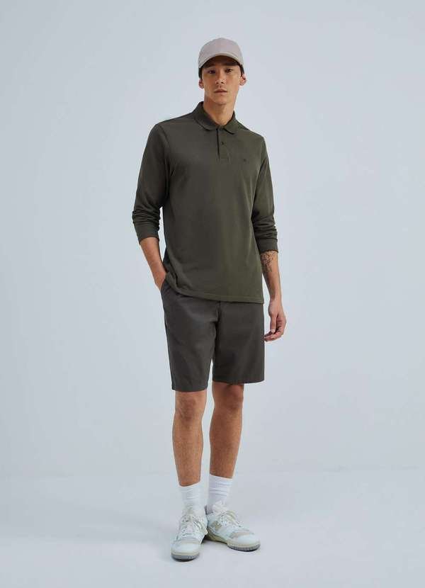 Imagem principal Camisa Polo Masculina Manga Longa em Piquet Verde Hering Hering