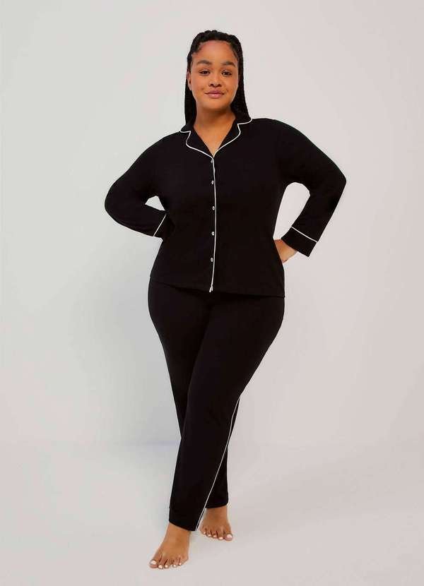 Imagem principal Pijama Longo Feminino com Botoes Preto Hering Hering