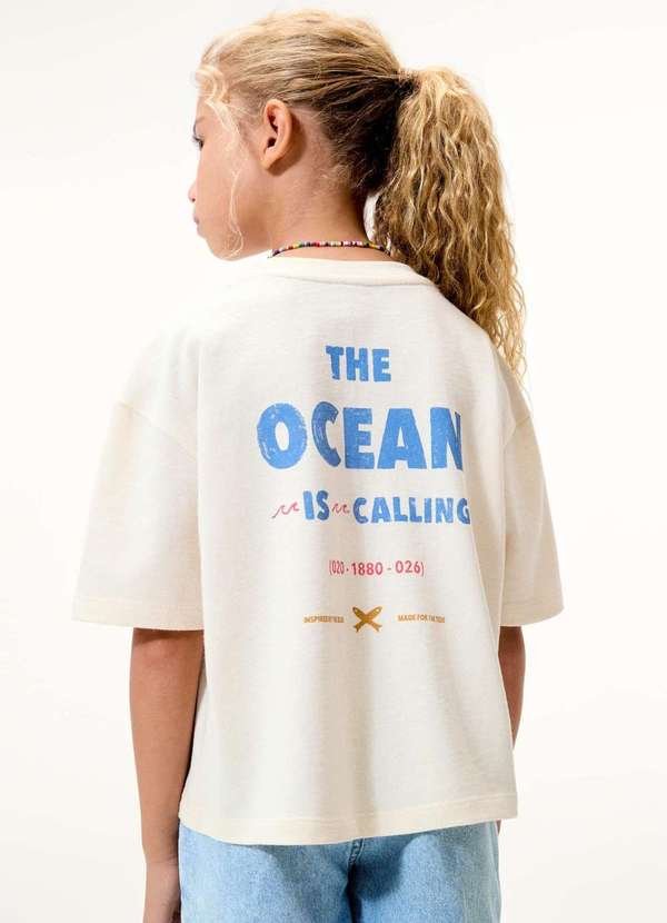 Imagem principal Blusa Infantil Menina Oversized Estampada Branco Hering Hering