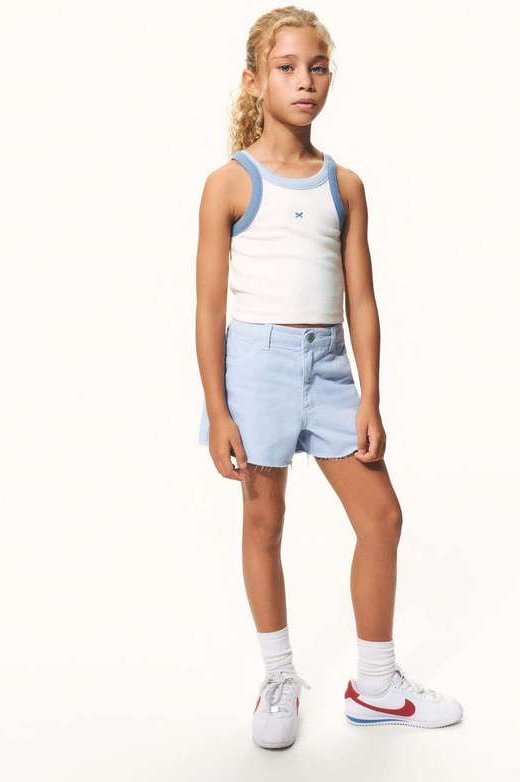 Imagem principal Shorts Infantil Menina Barra Desfiada em Sarja Azul Hering Hering