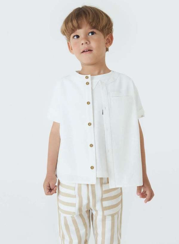 Imagem principal Camisa Menino com Linho e Gola Portuguesa Branco Hering Hering