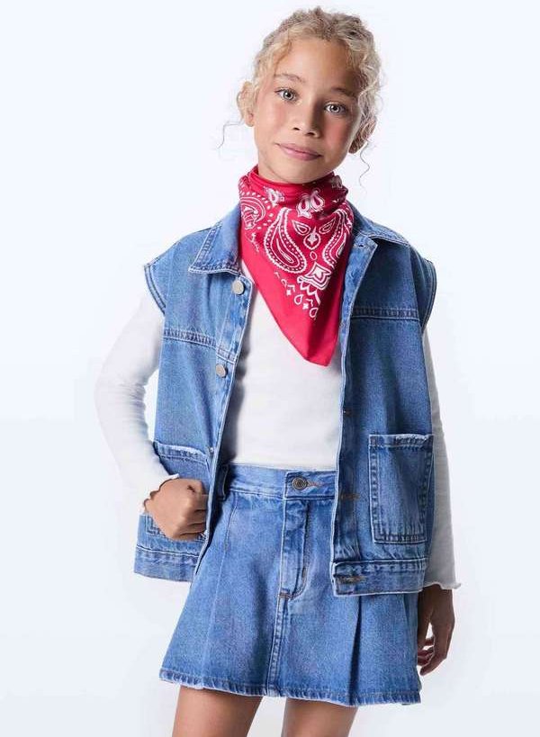Colete Infantil Unissex Regular Jeans Azul