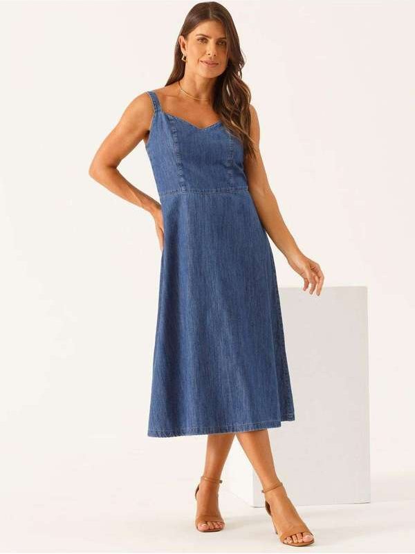 Vestido Jeans Longuete Azul Medio Valerie