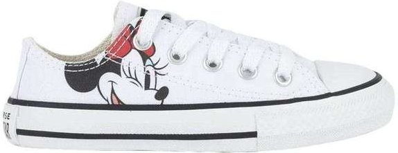 Tênis Converse All Star Chuck Taylor Disney Minnie Ox Infantil Branco