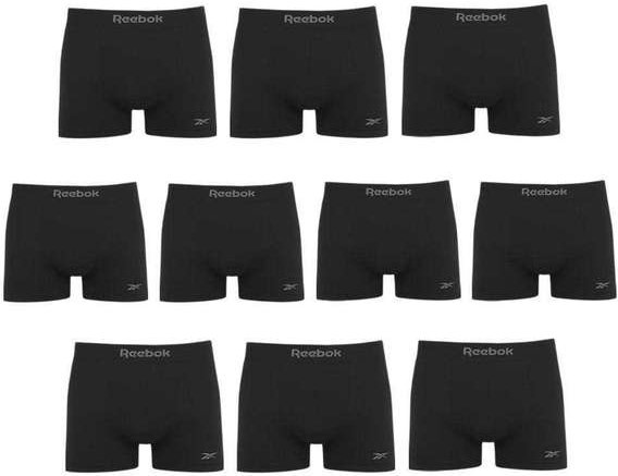 Kit 10 Cuecas Boxer Reebok sem Costura Masculina Preto