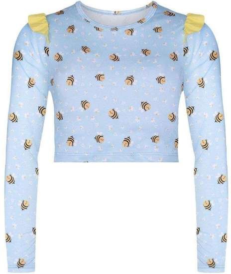 Imagem principal Camisa Cropped Selene Manga Longa Infantil Azul SELENE