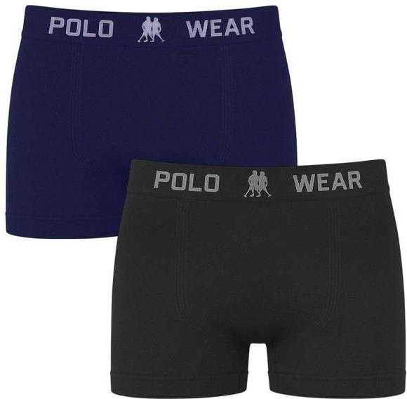 Kit 2 Cuecas Boxer Polo Wear Basic Infantil Azul