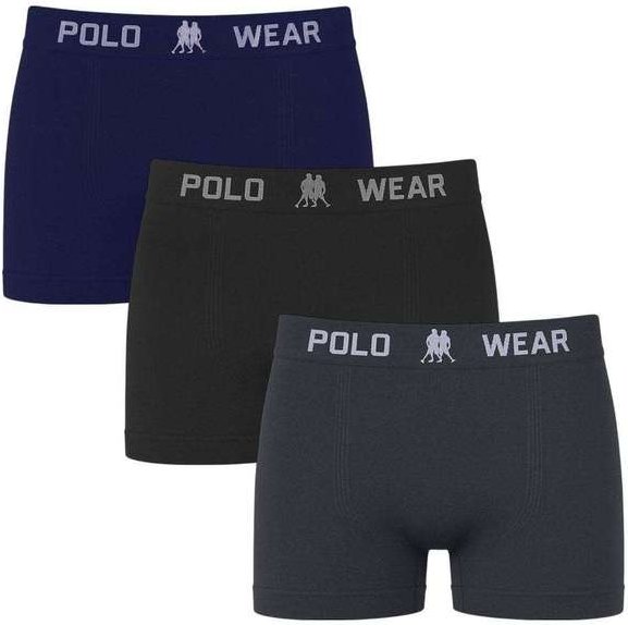 Kit 3 Cuecas Boxer Polo Wear Basic Infantil Azul