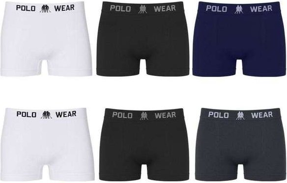 Kit 6 Cuecas Boxer Polo Wear Basic Infantil Branco