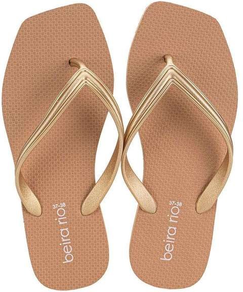 Chinelo Feminino Beira Rio 8556900 - Bege/Dourado